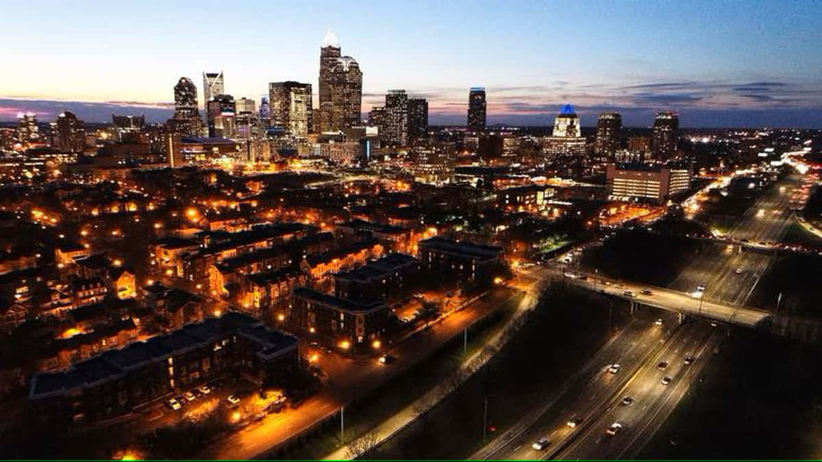 Charlotte, skyline, dusk, SD Desktop Wallpaper