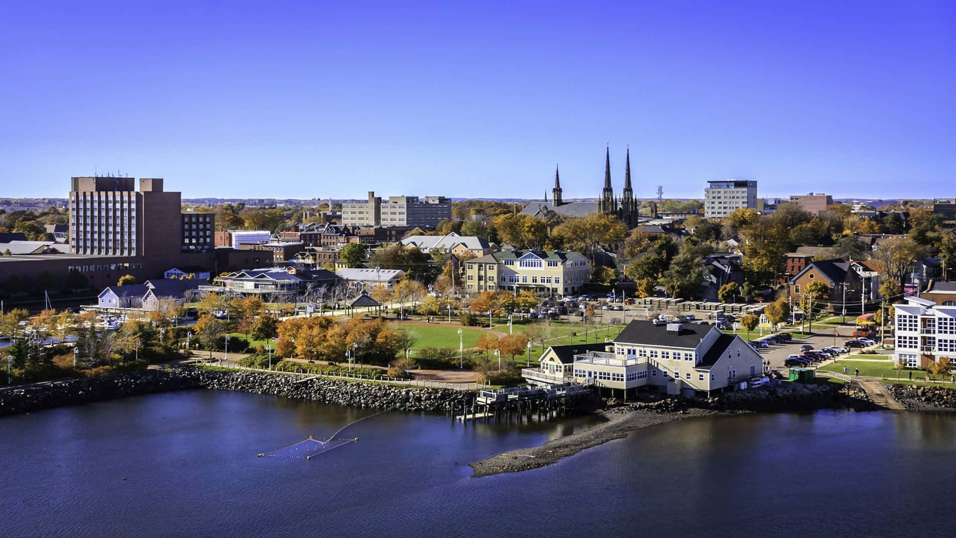 Charlottetown, waterfront, aerial view, Full HD Desktop Wallpaper