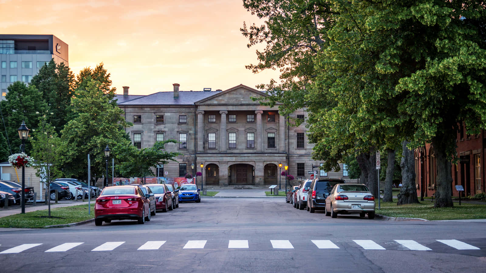 Charlottetown, historic building, dusk, HD Desktop Wallpaper