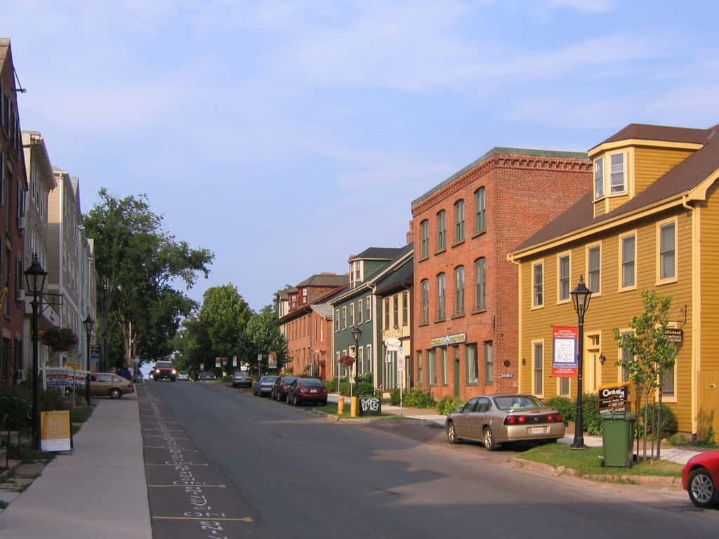Charlottetown, historic downtown, tree-lined street, SD Desktop Wallpaper