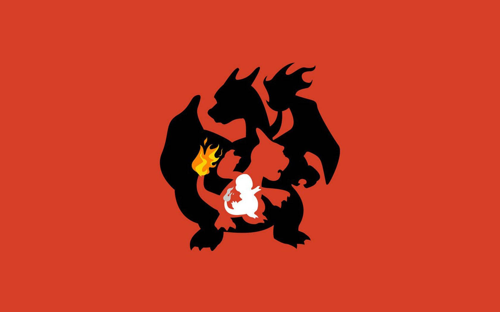 Charmander, final form, black dragon silhouettes, HD Desktop Wallpaper