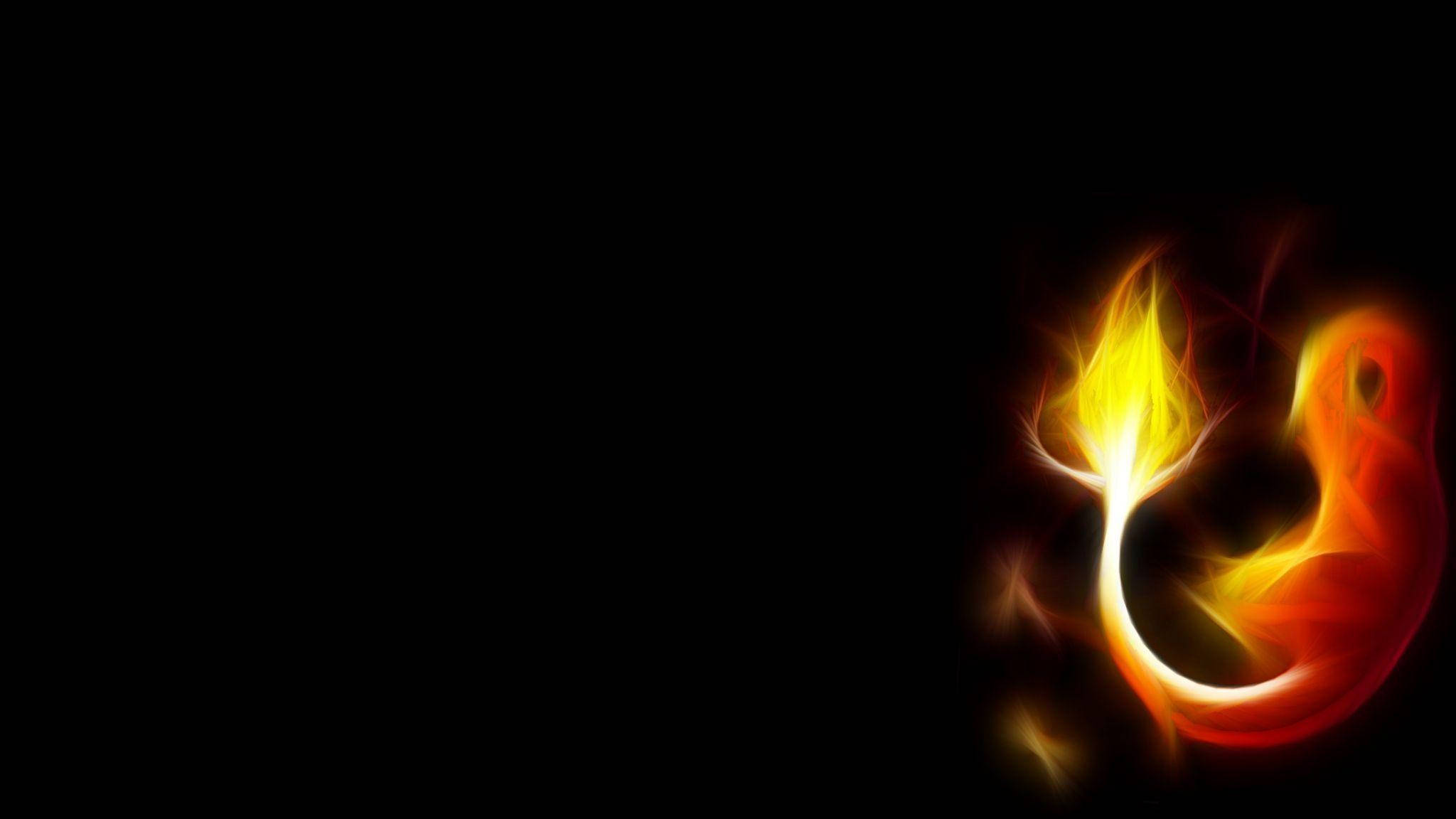 Charmander, glowing phoenix silhouette, vibrant flame, Full HD Desktop Wallpaper