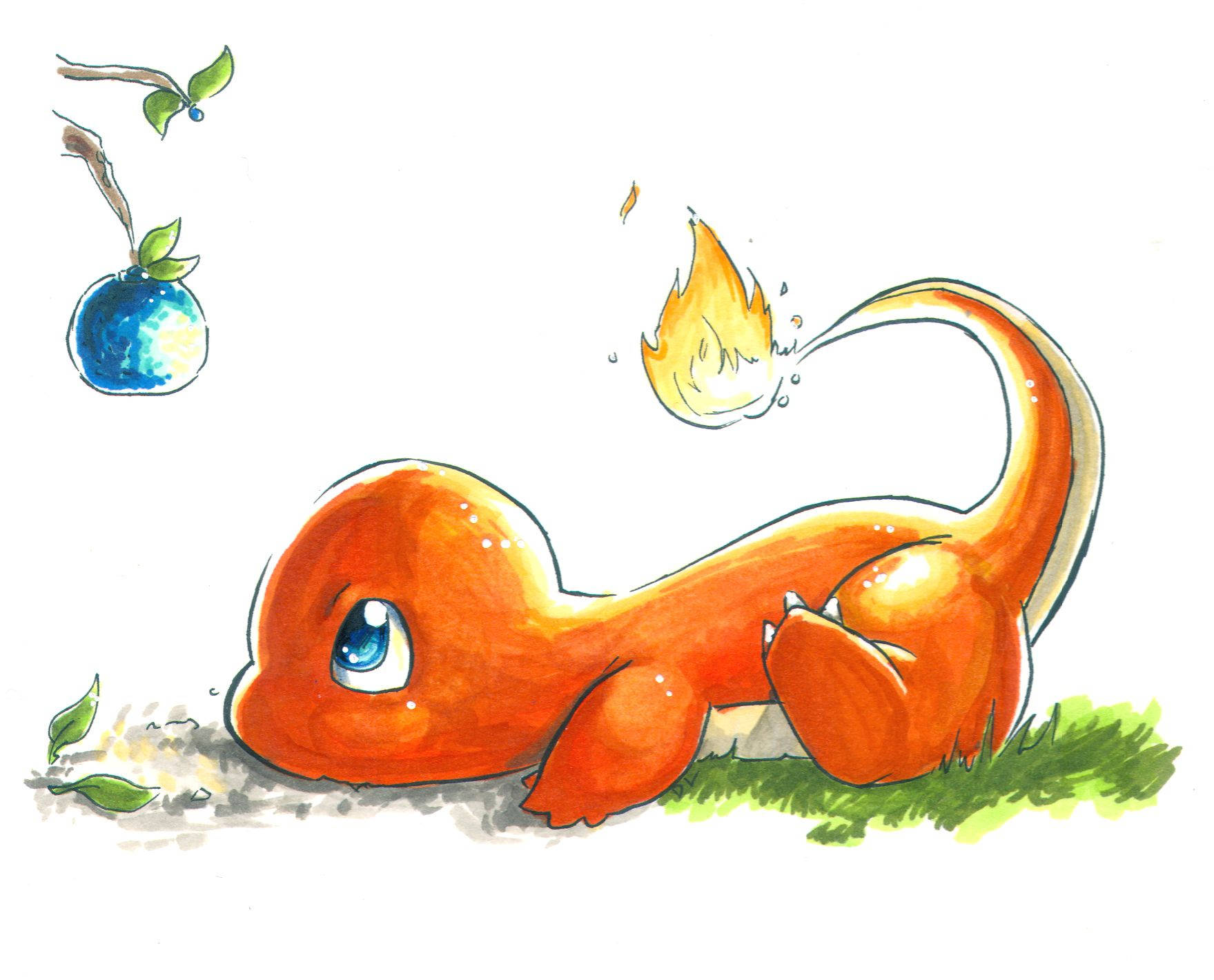 Charmander, orange, flame tail, HD Desktop Wallpaper