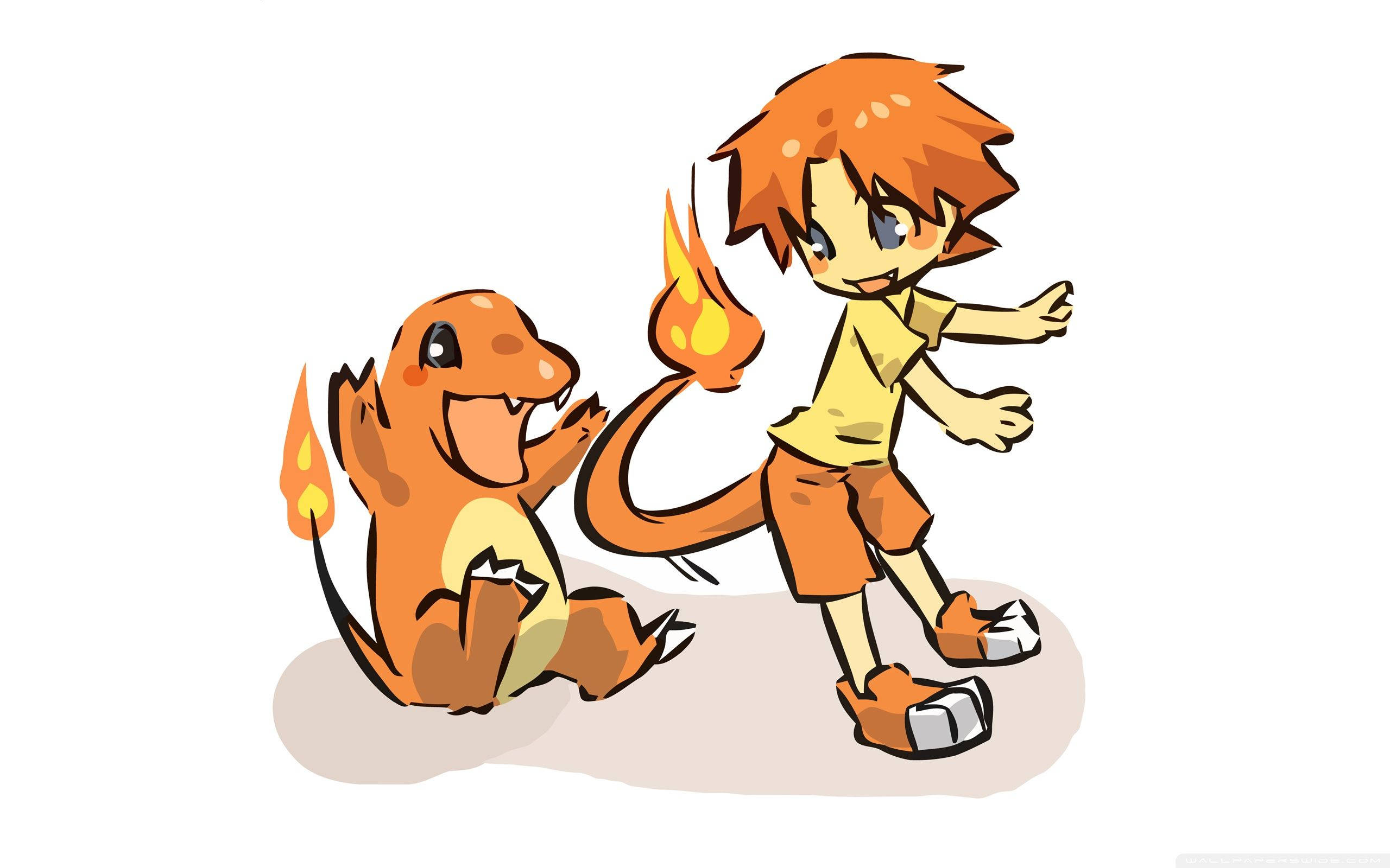 Charmander, boy, orange hair, 2K Desktop Wallpaper