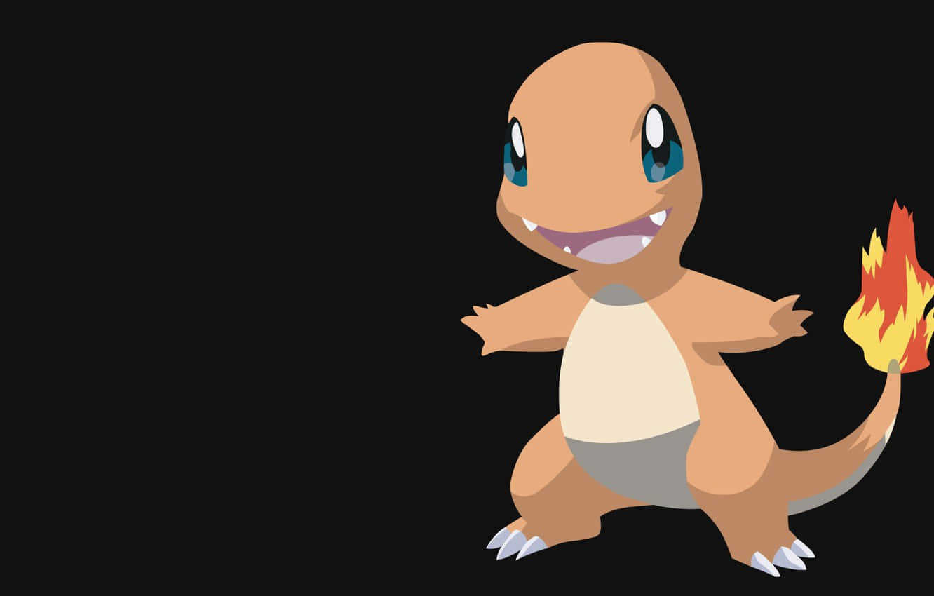Charmander, flame tail, solid black background, HD Desktop Wallpaper