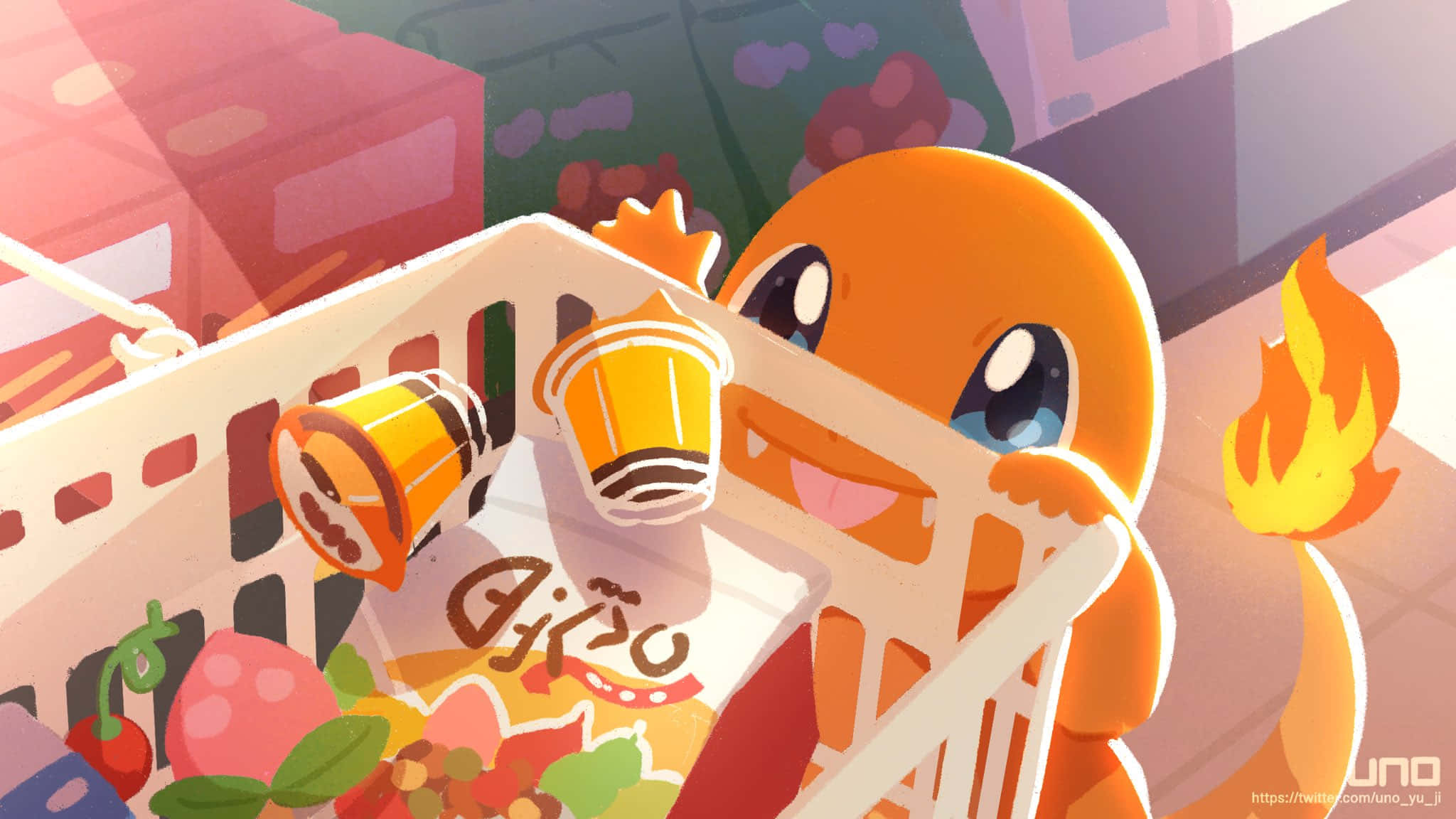 Charmander, orange, flame tail, Full HD Desktop Wallpaper