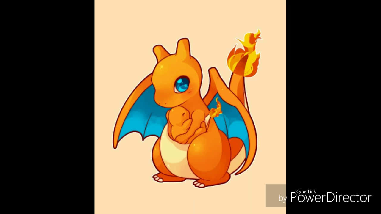 Cute Charmander, blue eyes, flame tail, HD Desktop Wallpaper