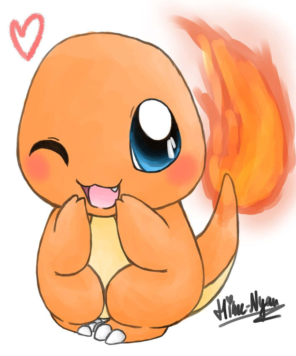 Charmander, chibi, glowing tail, SD Phone Wallpaper