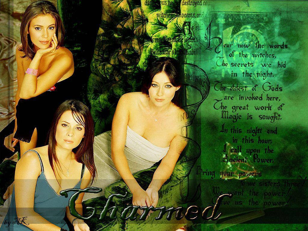 Charmed, bright green aesthetic, mystical green backdrop, SD Desktop Wallpaper