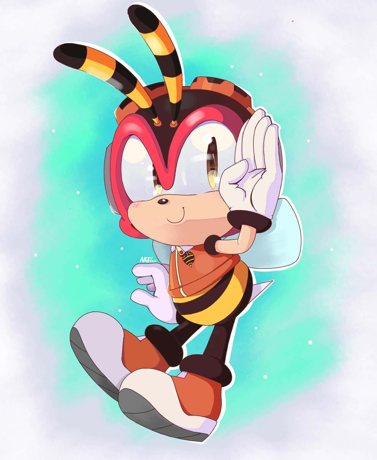 Charmy Bee, teal, white, HD Phone Wallpaper