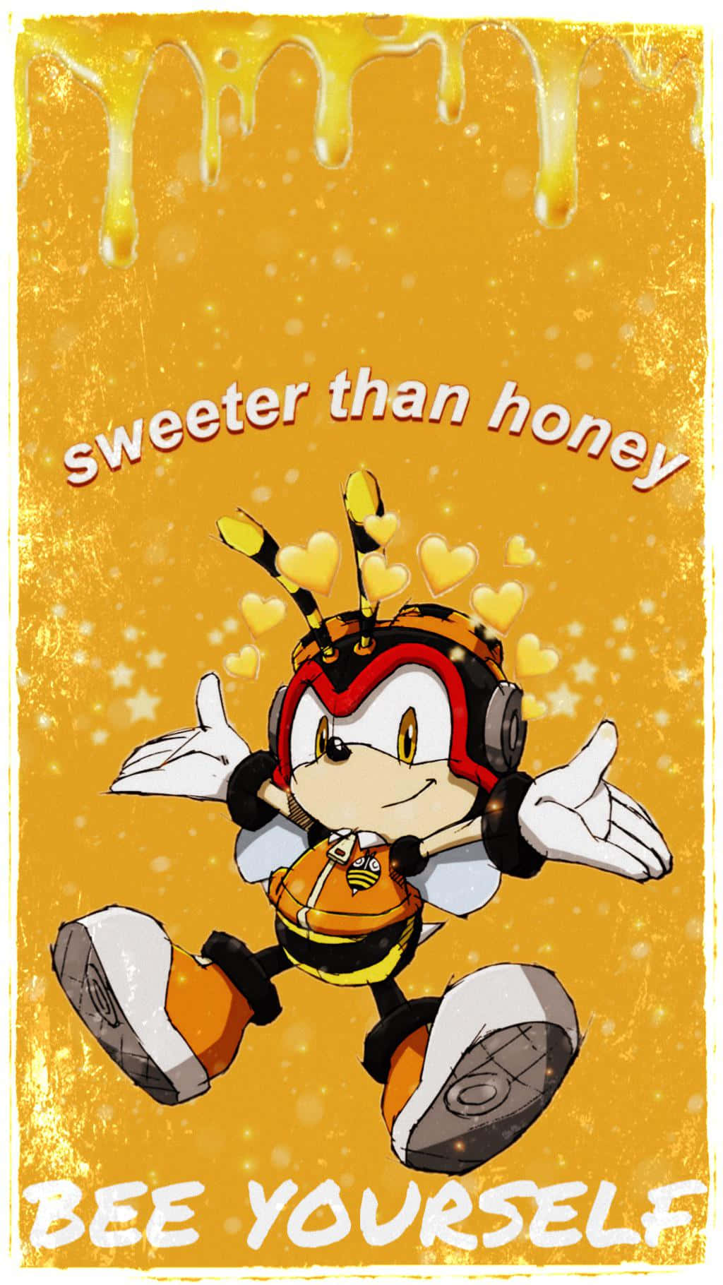 Charmy Bee, honey-themed outfit, golden drippy background, HD Phone Wallpaper