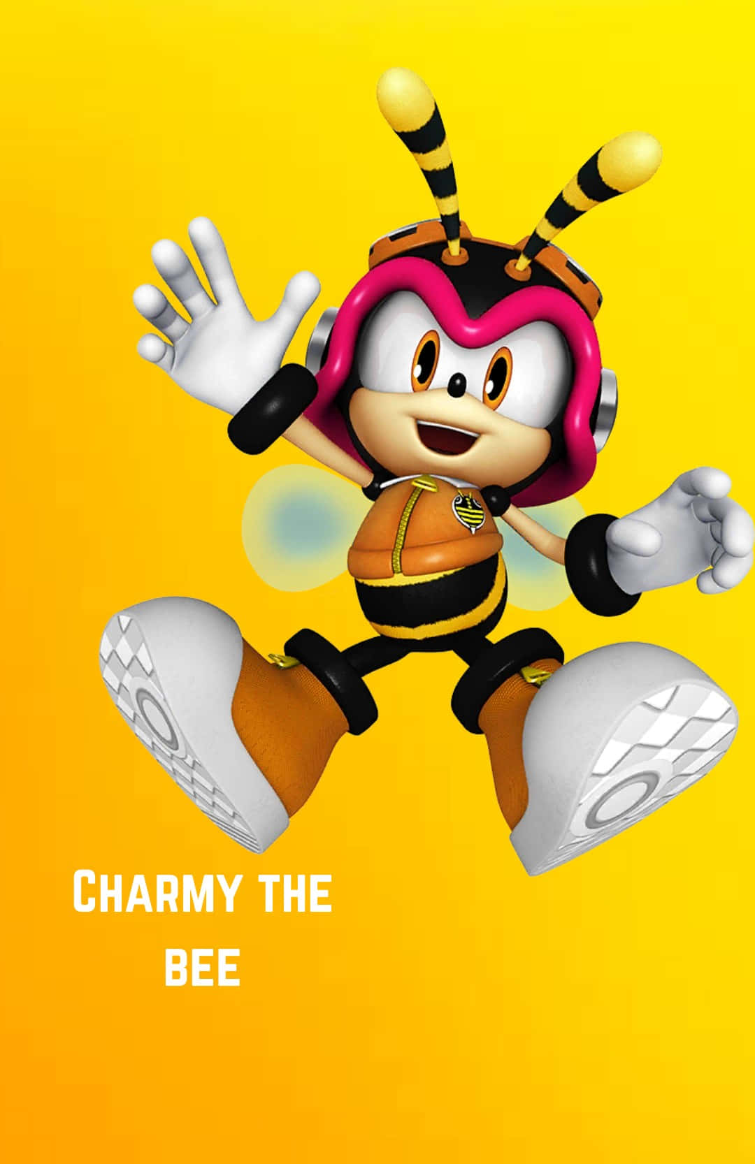 Charmy Bee, vibrant yellow background, glowing wings, HD Phone Wallpaper