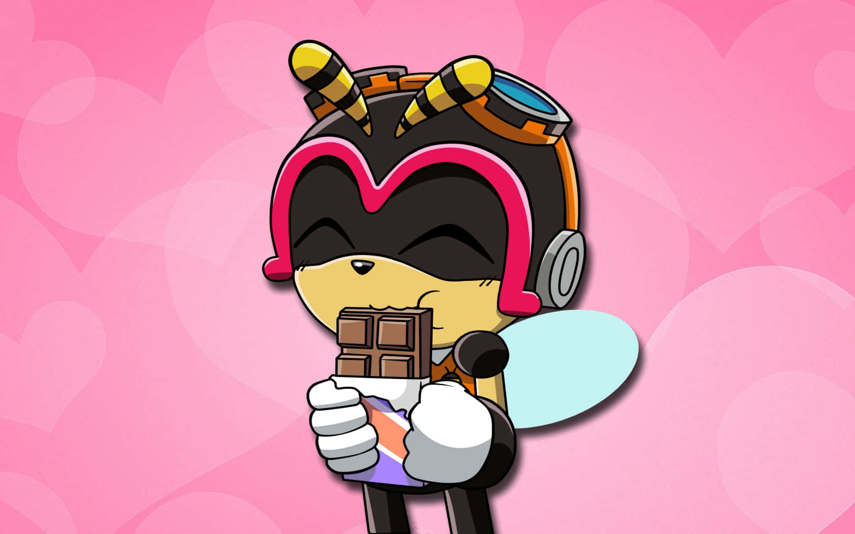 Charmy Bee, pink helmet, chocolate bar, HD Desktop Wallpaper