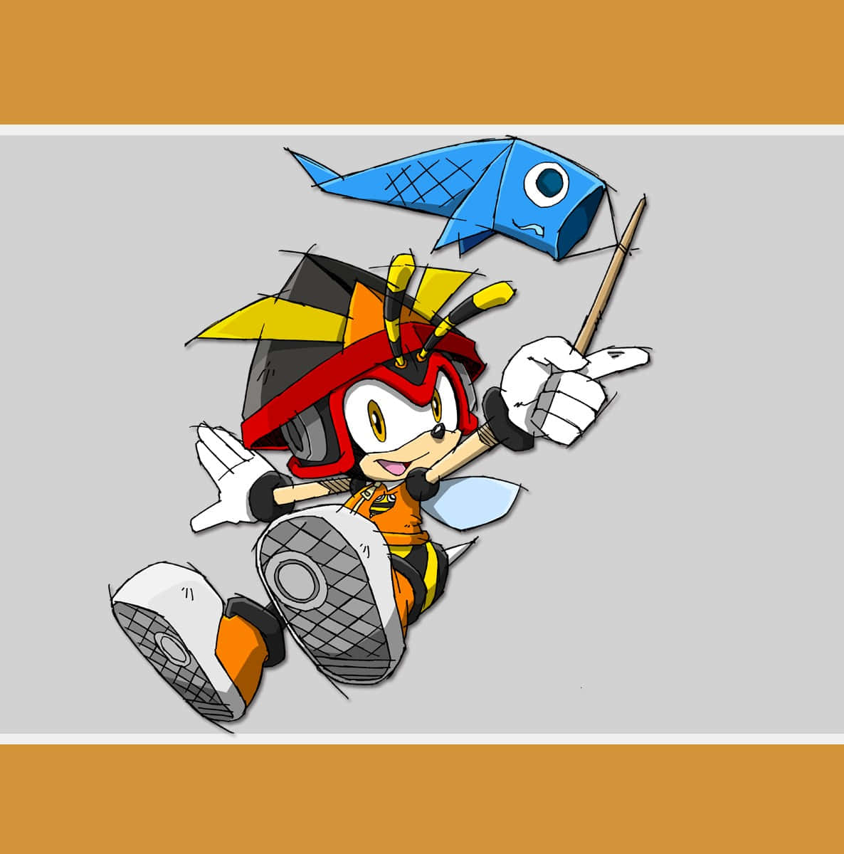 Charmy Bee, red helmet, orange suit, SD Phone Wallpaper