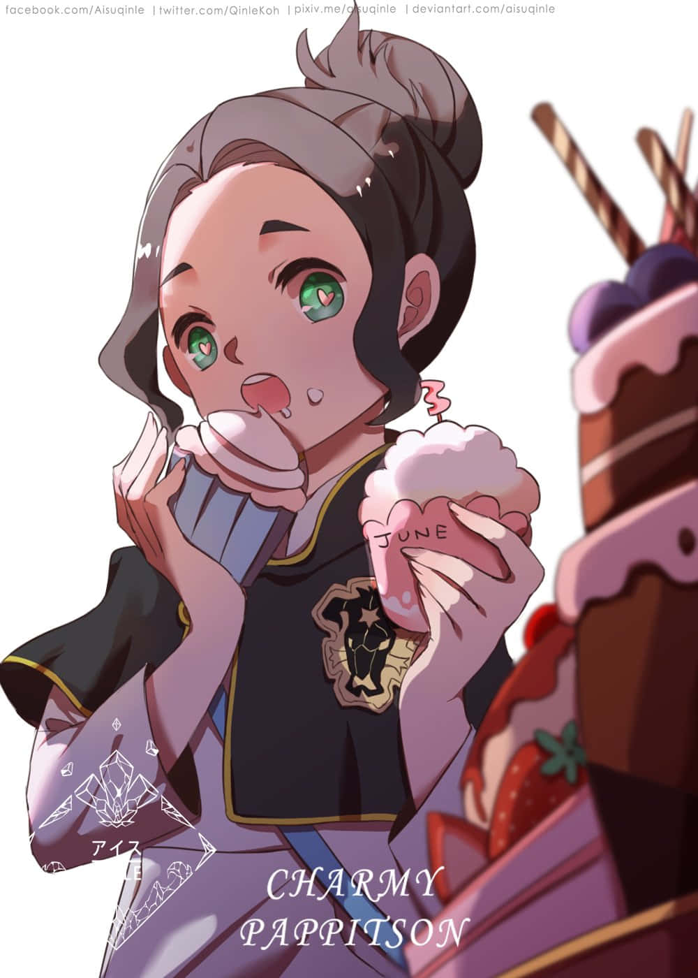 Charmy Pappitson, green eyes, dark hair, HD Phone Wallpaper