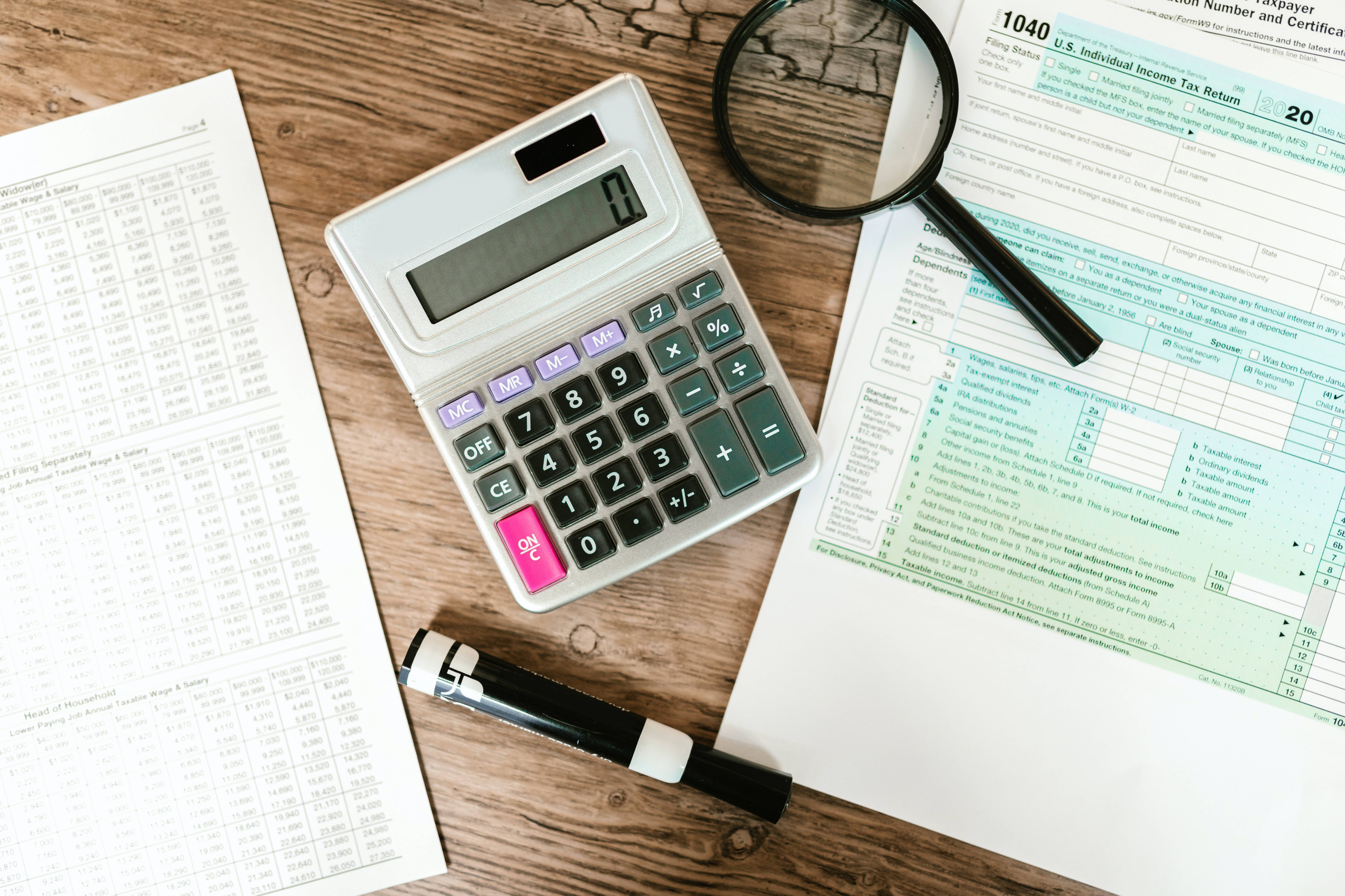chartered accountant, old calculator, wooden desk, 5K Desktop Wallpaper