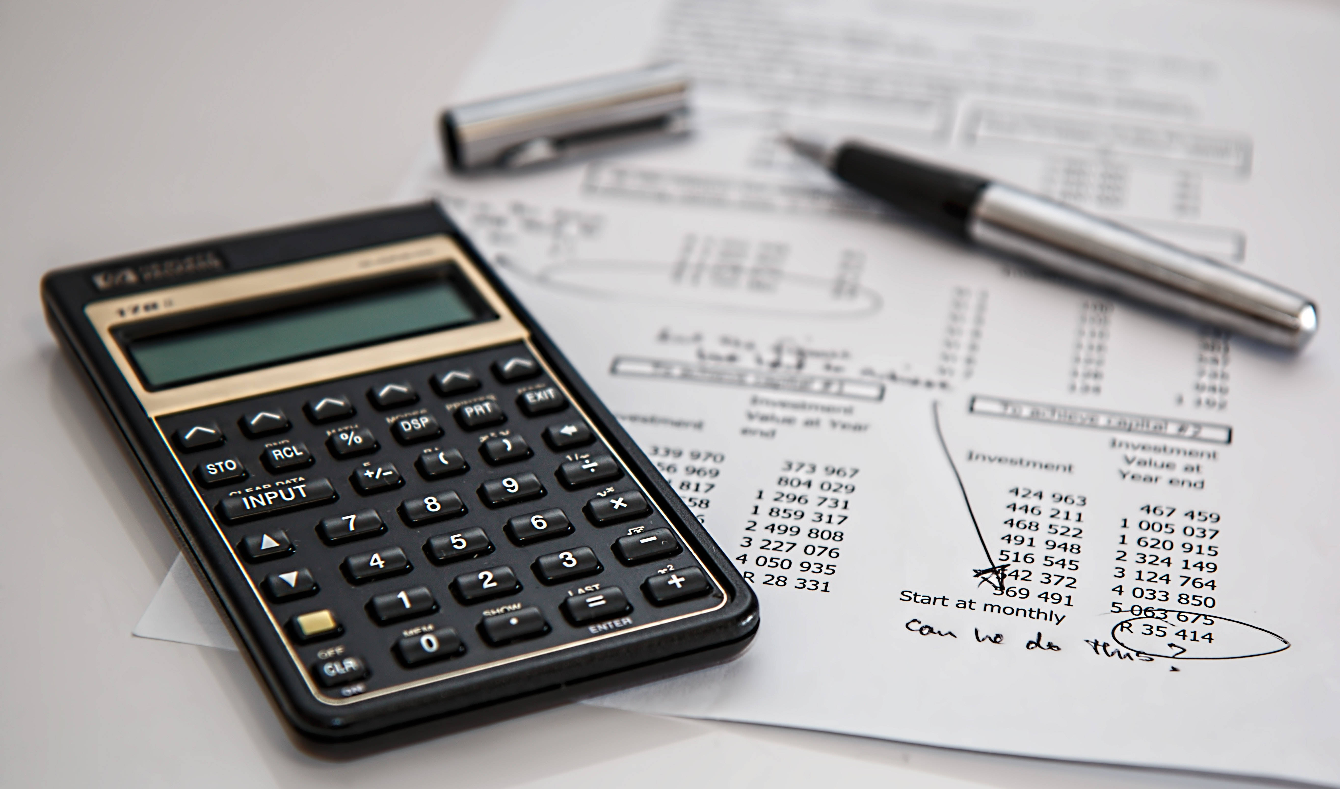 chartered accountant, black calculator, financial documents, 5K Desktop Wallpaper
