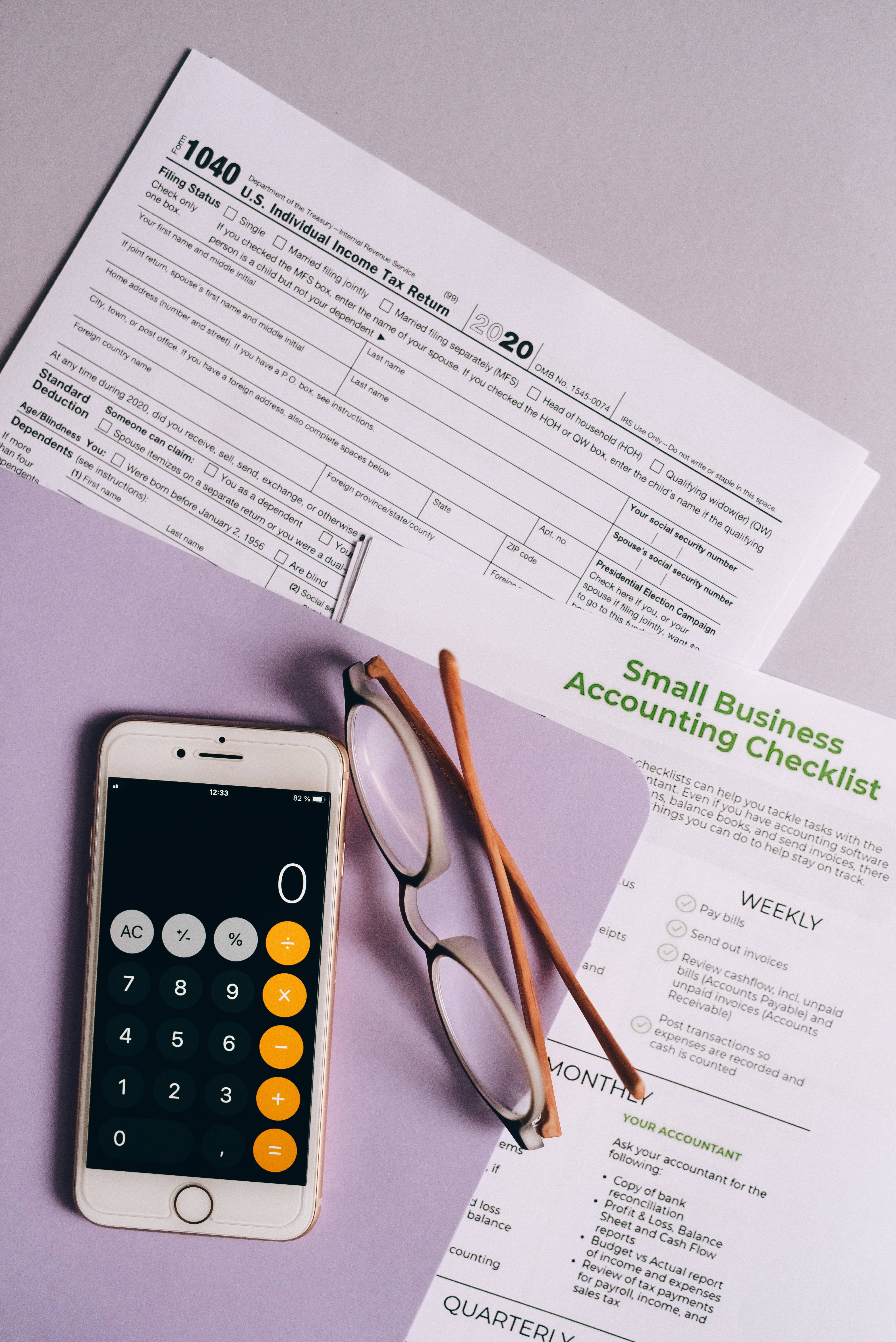 Chartered Accountant Checklist, 2020 U.S. tax form, small business accounting checklist, 5K Phone Wallpaper