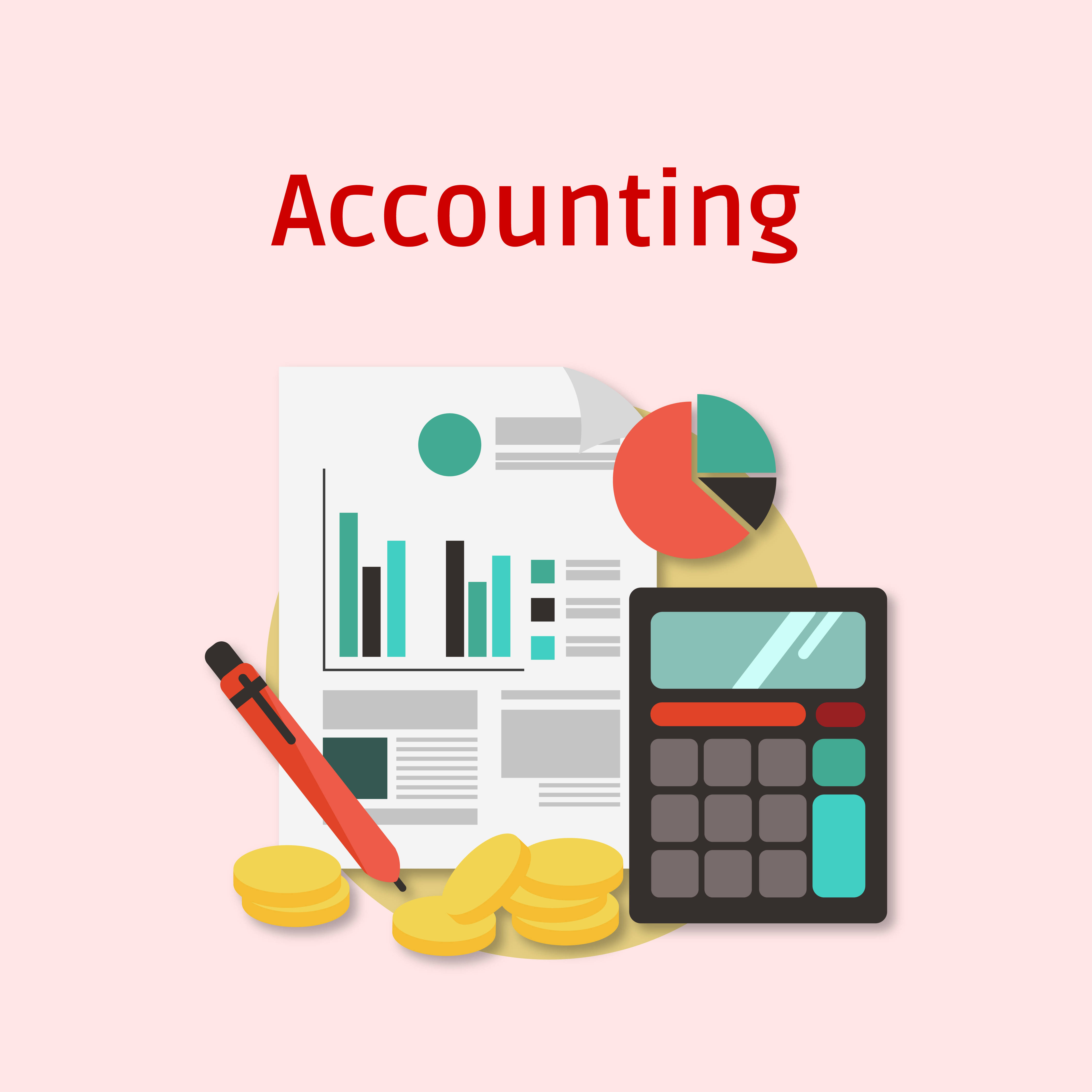 Chartered Accountant, flat design illustration, calculator, 4K Desktop Wallpaper