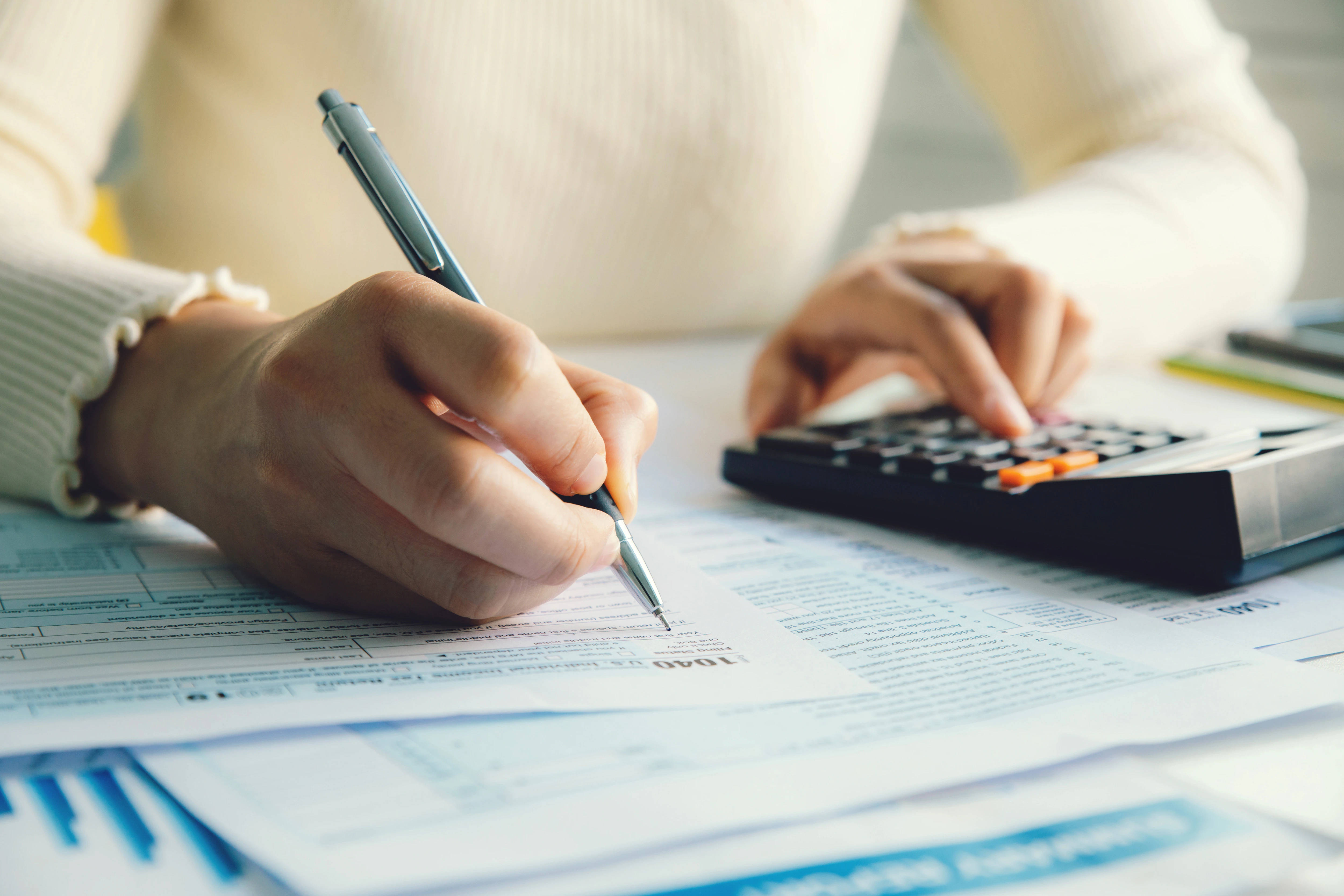 Chartered Accountant, tax forms, pen, 4K Desktop Wallpaper