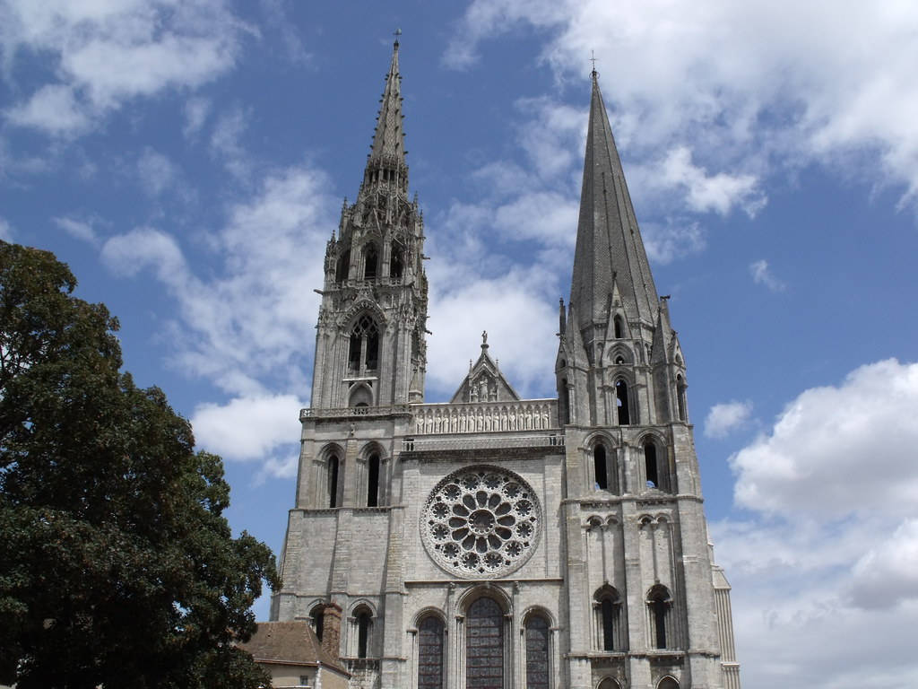 Chartres Cathedral, Gothic, twin spires, SD Desktop Wallpaper