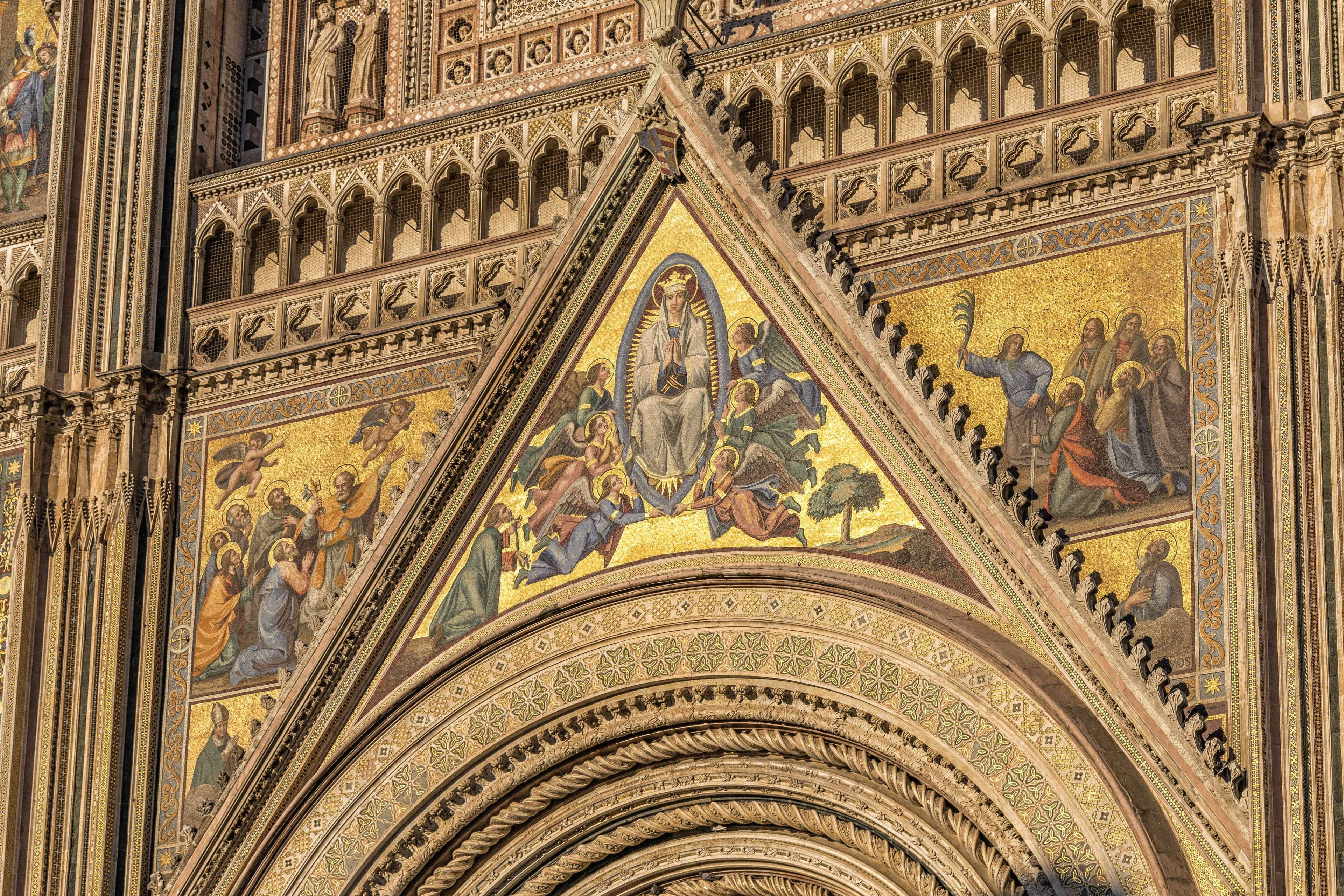 Gothic Motif, Chartres Cathedral, golden mosaic, 4K Desktop Wallpaper