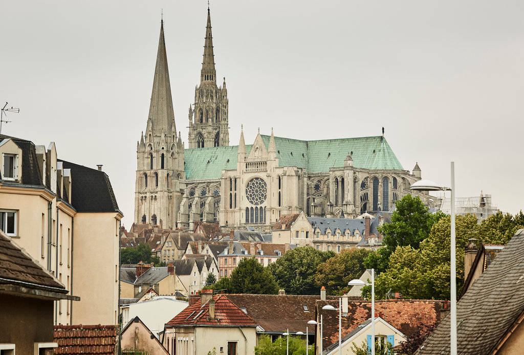 Chartres Cathedral, Gothic, twin spires, SD Desktop Wallpaper