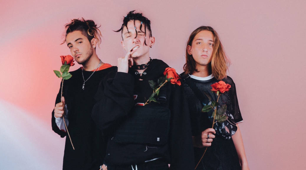 Chase Atlantic, black outfits, red roses, SD Desktop Wallpaper