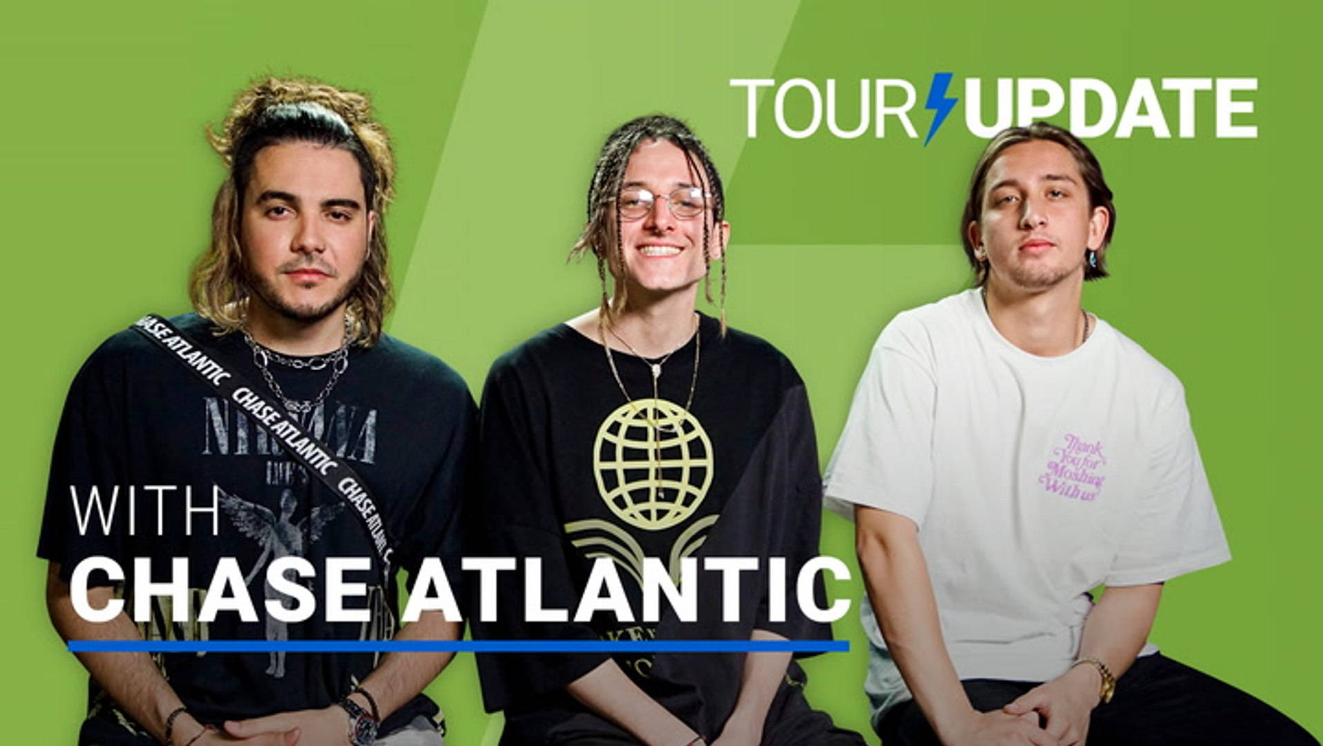 Chase Atlantic, vibrant green background, bold text, HD Desktop Wallpaper