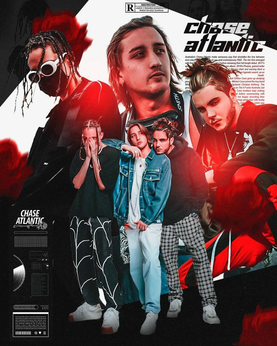 Chase Atlantic, red, black, HD Phone Wallpaper