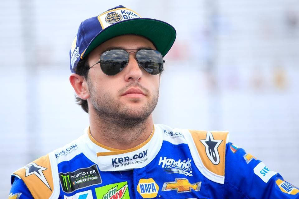 Chase Elliott, blue and gold uniform, sunglasses, SD Desktop Wallpaper