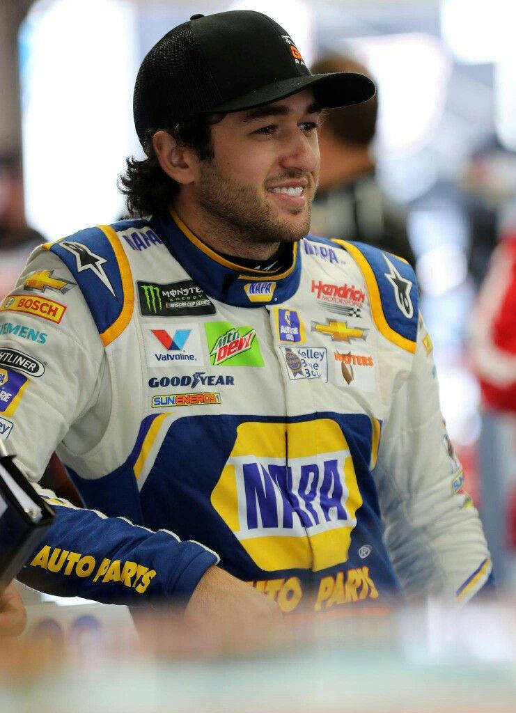 Chase Elliott, blue yellow and white racing suit, sponsor logos, SD Phone Wallpaper