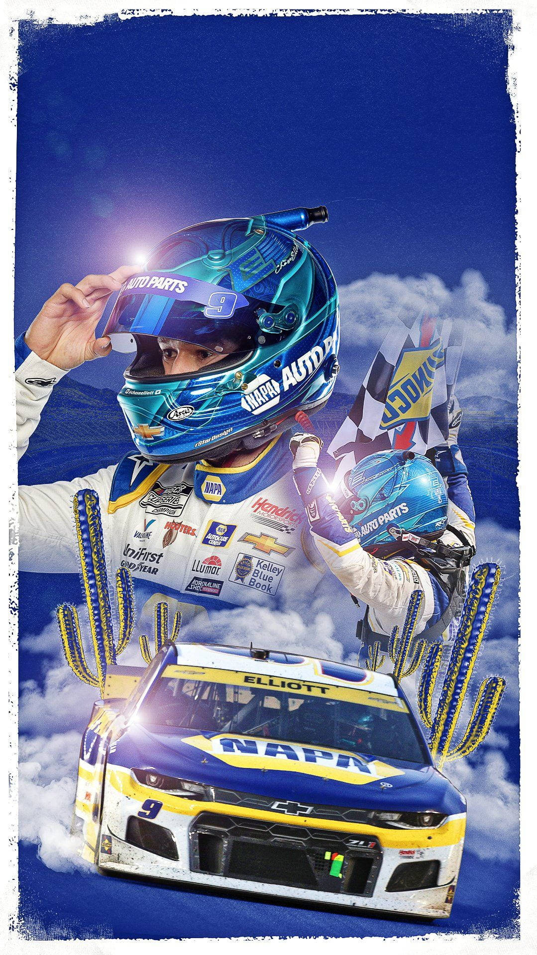 Chase Elliott, blue helmet, racing suit, Full HD Phone Wallpaper
