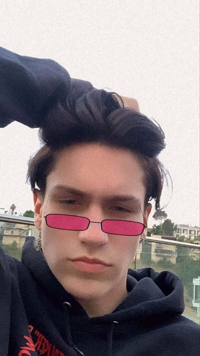 Chase Hudson, black hoodie, pink sunglasses, SD Phone Wallpaper