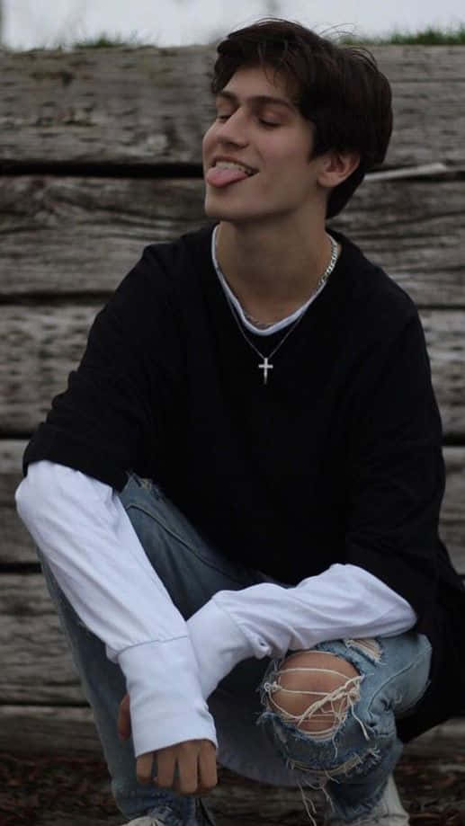 Chase Hudson, wooden bench, dark hair, SD Phone Wallpaper