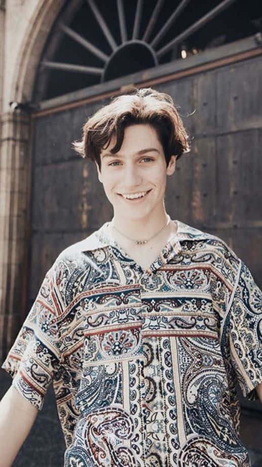 Chase Hudson, paisley shirt, rustic wooden door, SD Phone Wallpaper