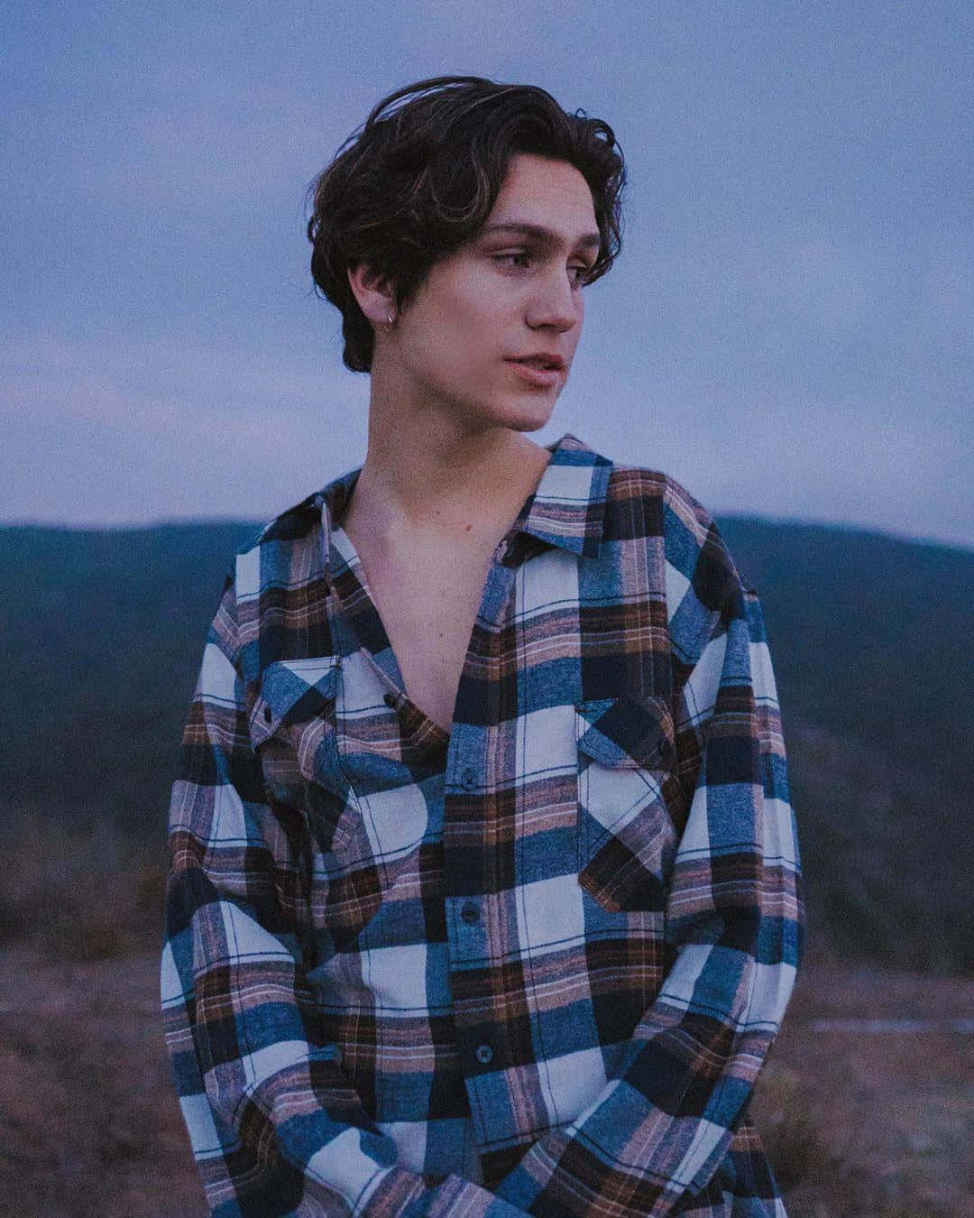 Chase Hudson, plaid flannel shirt, blue brown and white plaid, HD Phone Wallpaper