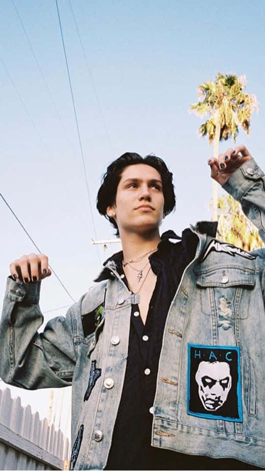 Chase Hudson, distressed denim jacket, patches, SD Phone Wallpaper