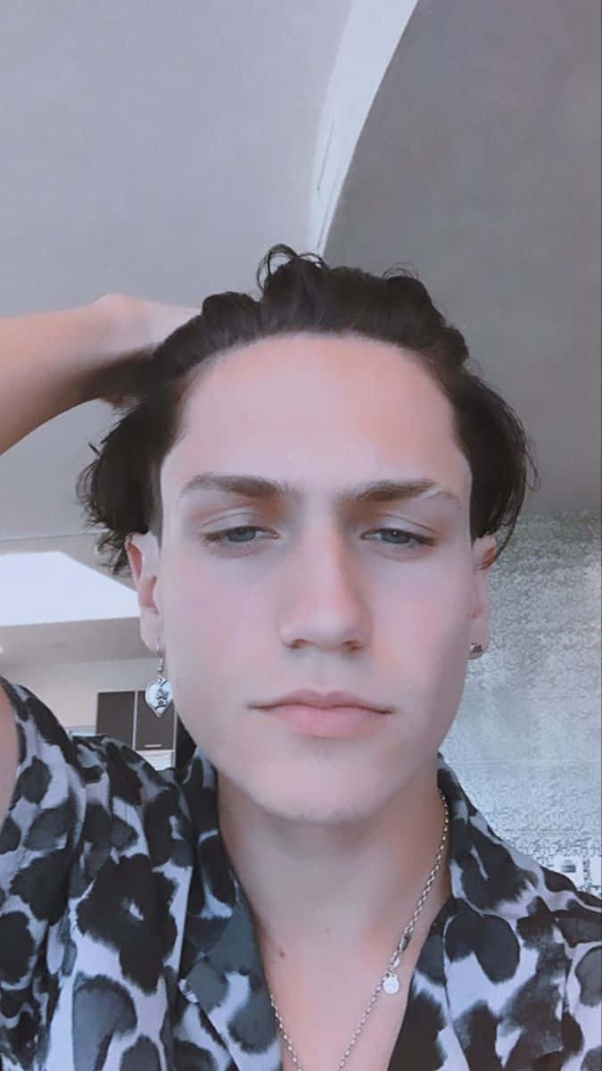 Chase Hudson, leopard print shirt, silver earrings, SD Phone Wallpaper