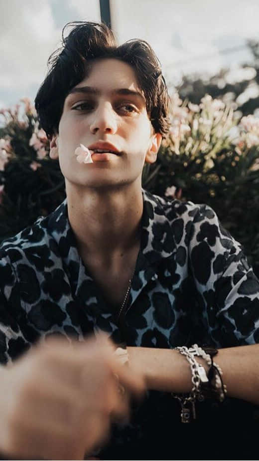 Chase Hudson, leopard print shirt, pink flowers, SD Phone Wallpaper
