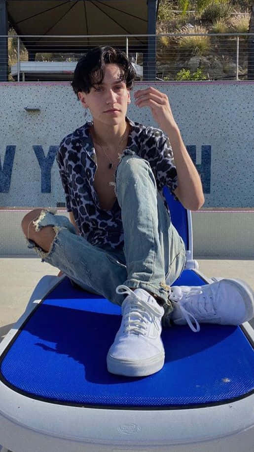 Chase Hudson, leopard print shirt, ripped jeans, SD Phone Wallpaper