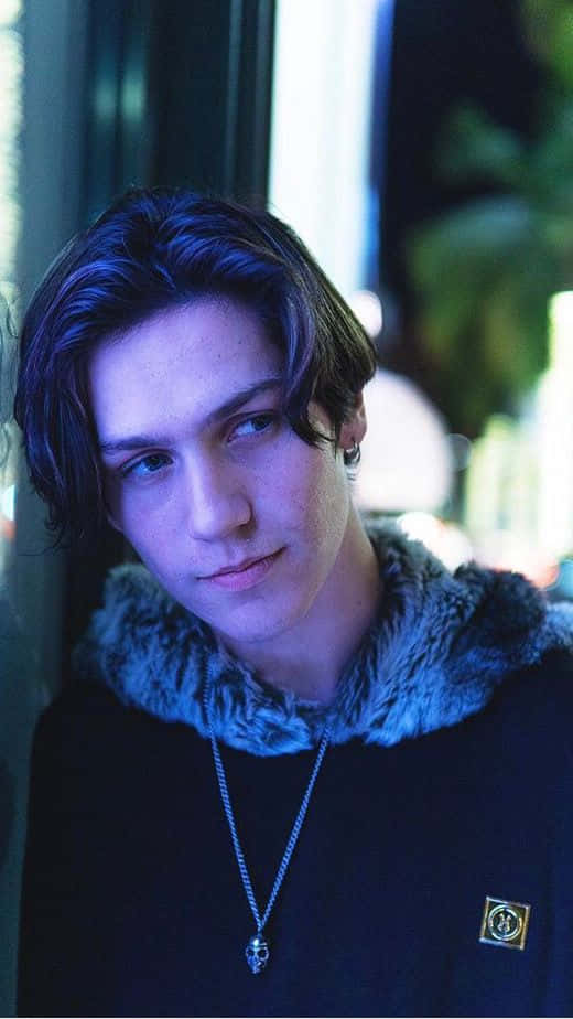 Chase Hudson, dark hair, fur-lined hoodie, SD Phone Wallpaper