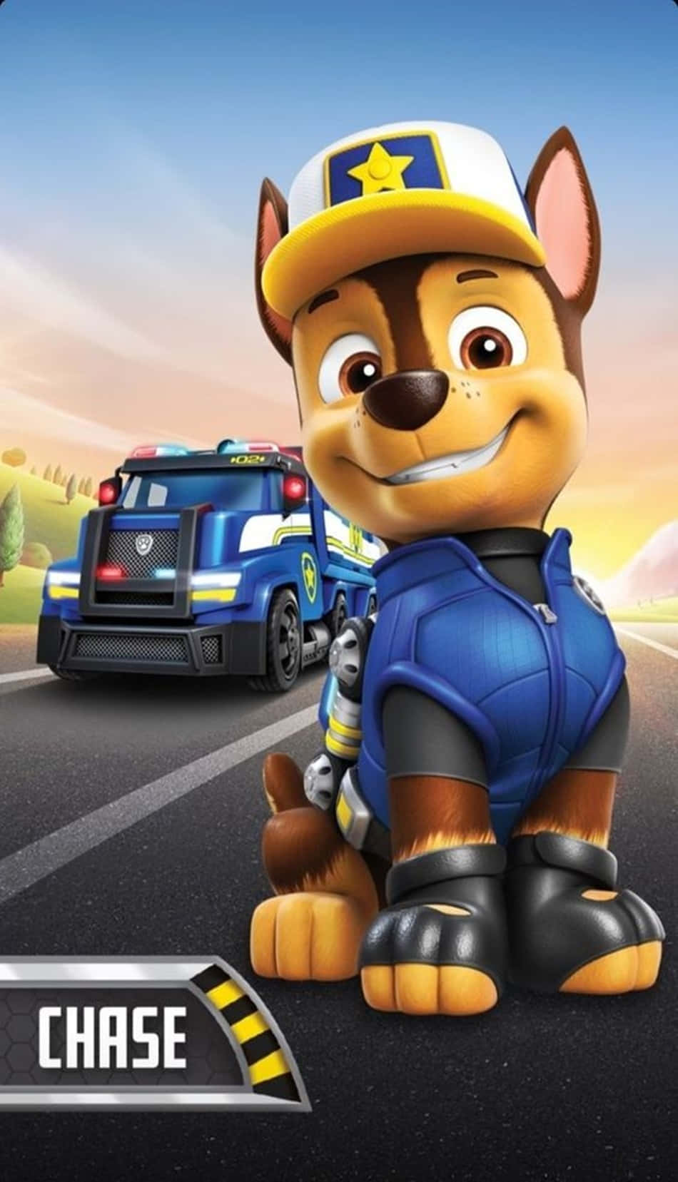 Chase Paw Patrol, police truck, blue uniform, HD Phone Wallpaper