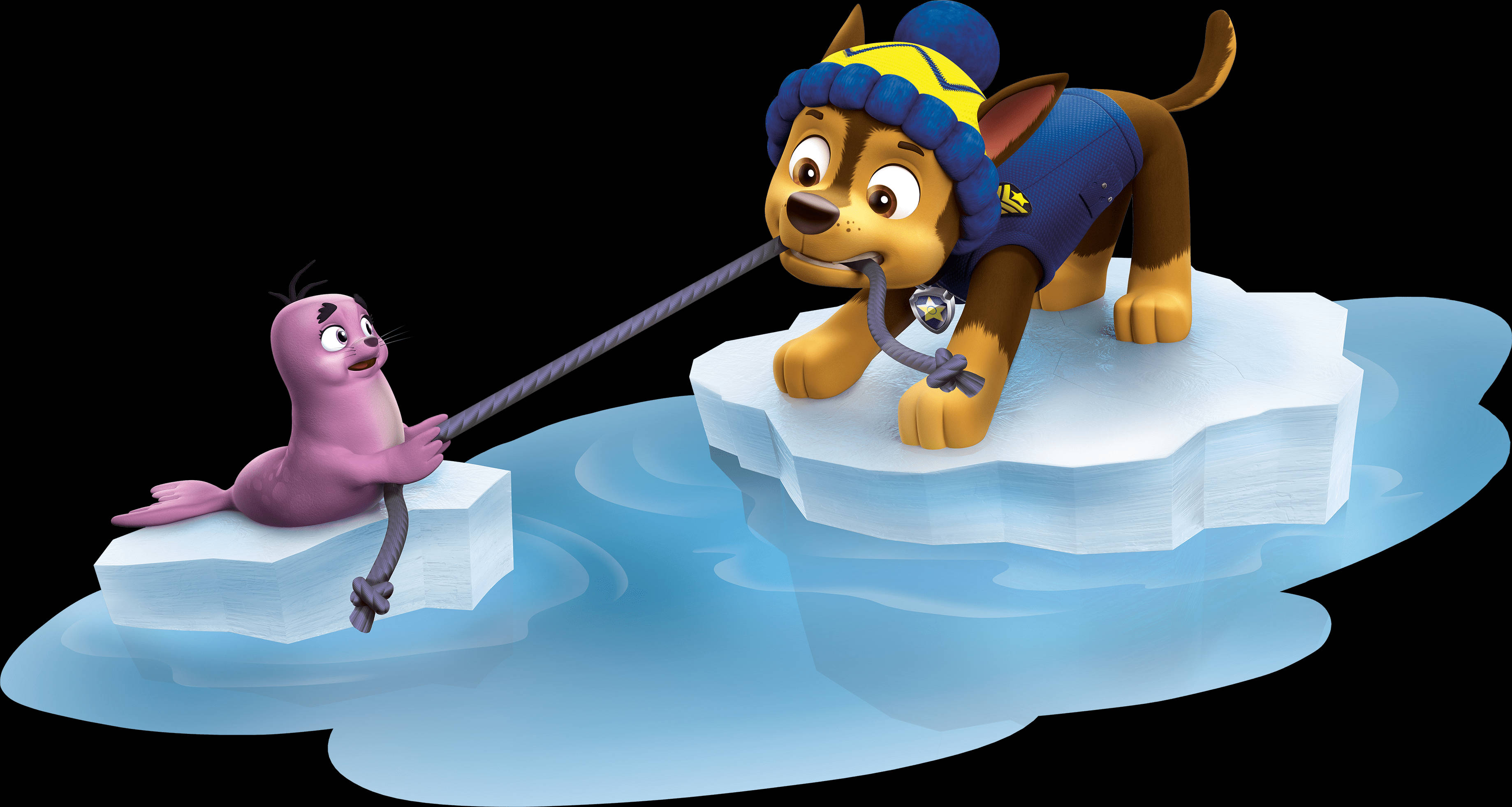 Paw Patrol, Chase, seal, 2K Desktop Wallpaper