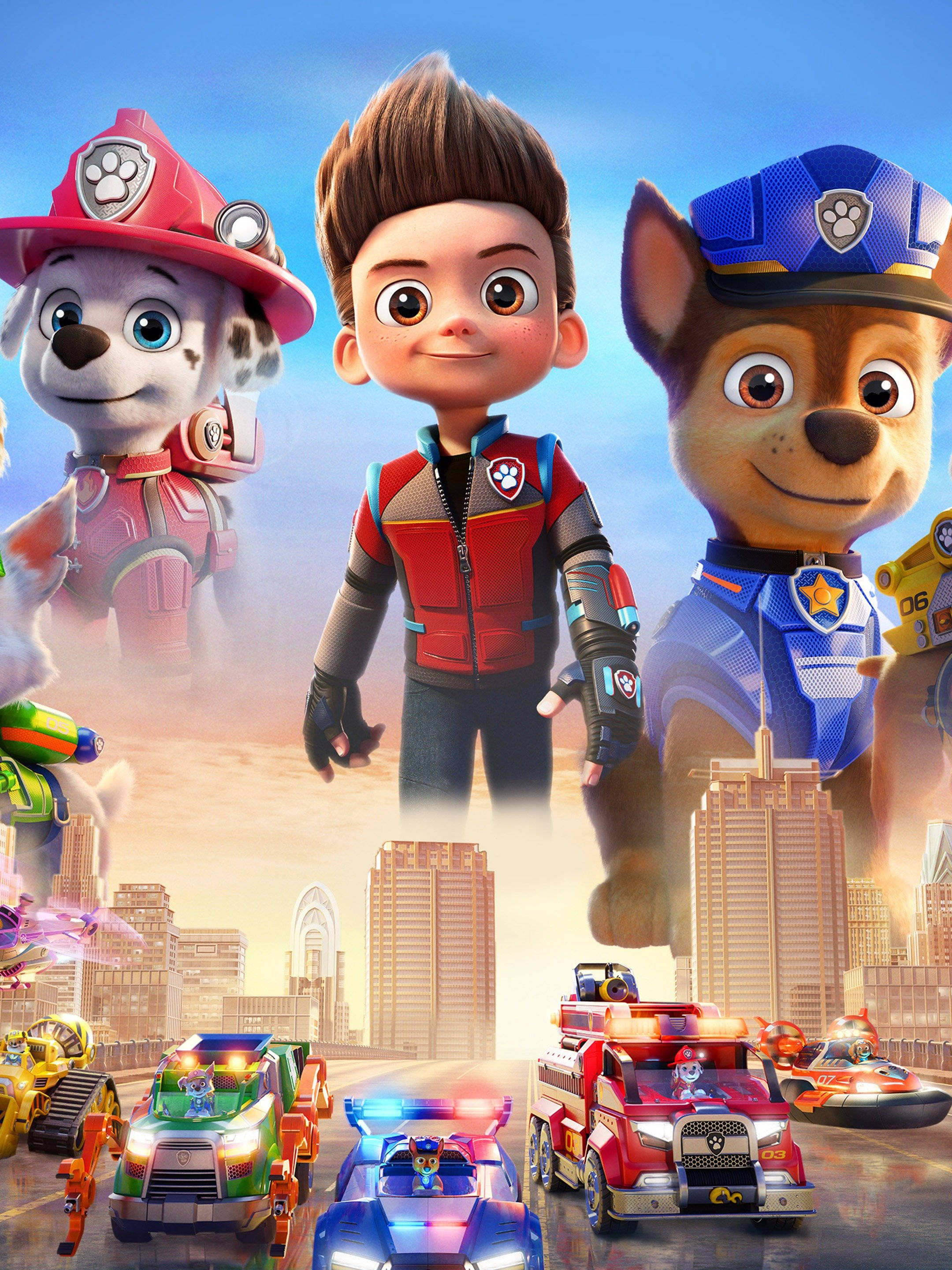 Paw Patrol, heroes, rescue vehicles, 2K Phone Wallpaper