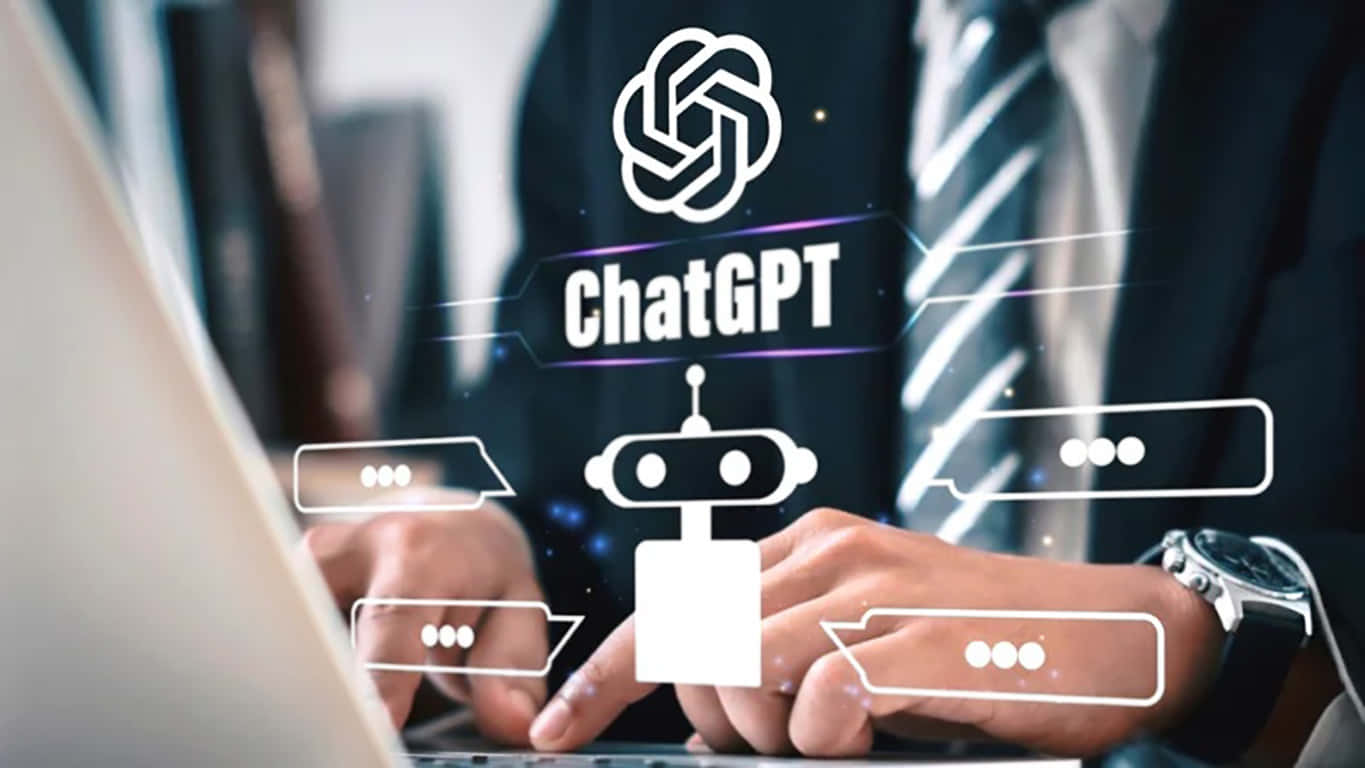 ChatGPT, holographic interface, robot icon, HD Desktop Wallpaper