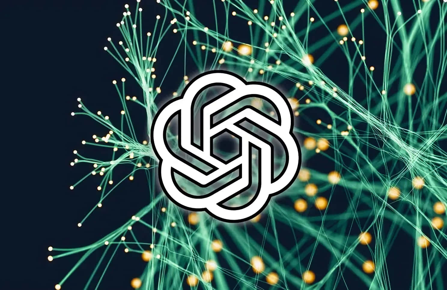 ChatGPT, green logo, glowing green neural network lines, HD Desktop Wallpaper