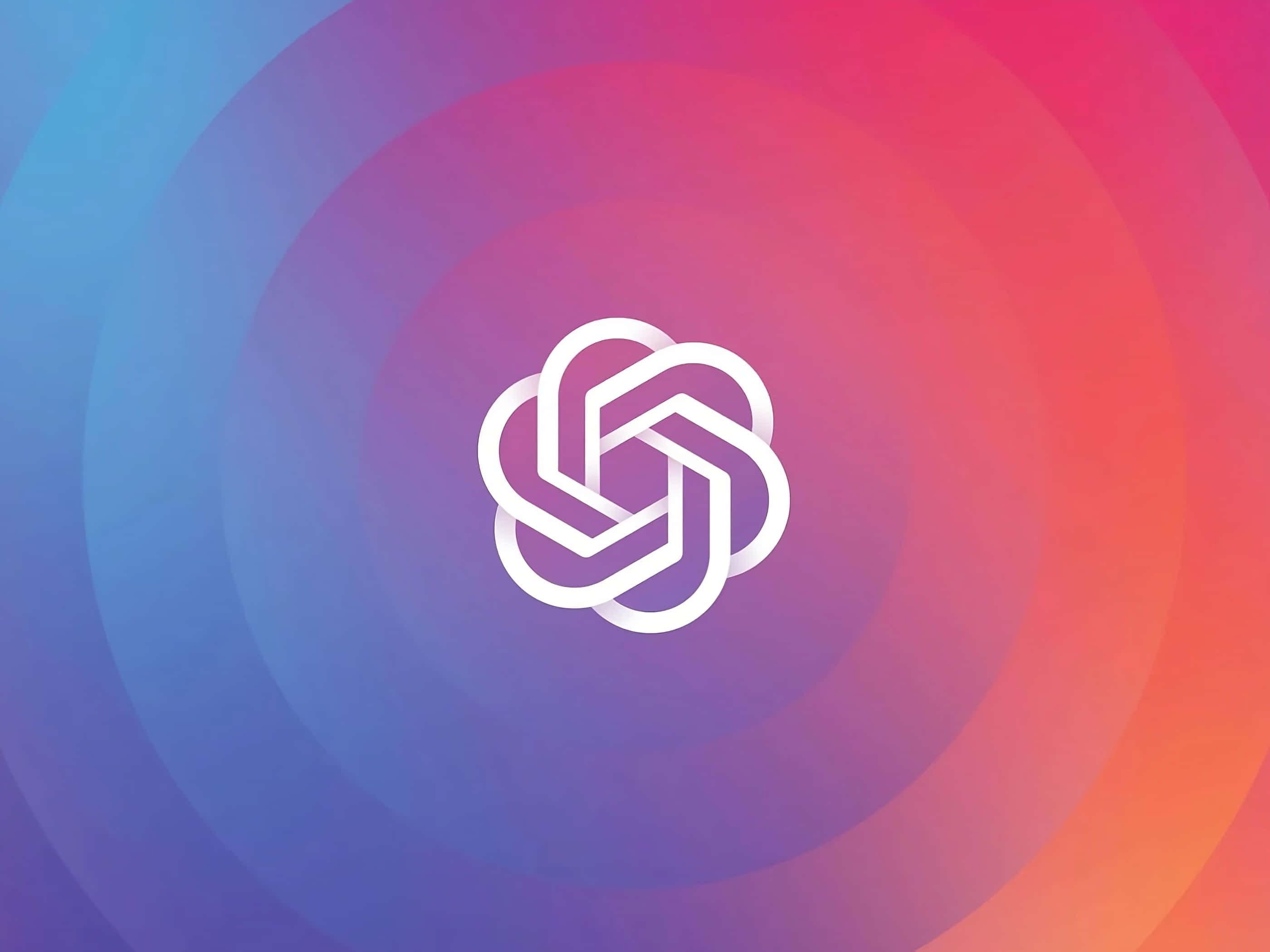 ChatGPT, white geometric knot logo, vibrant gradient background, 2K Desktop Wallpaper
