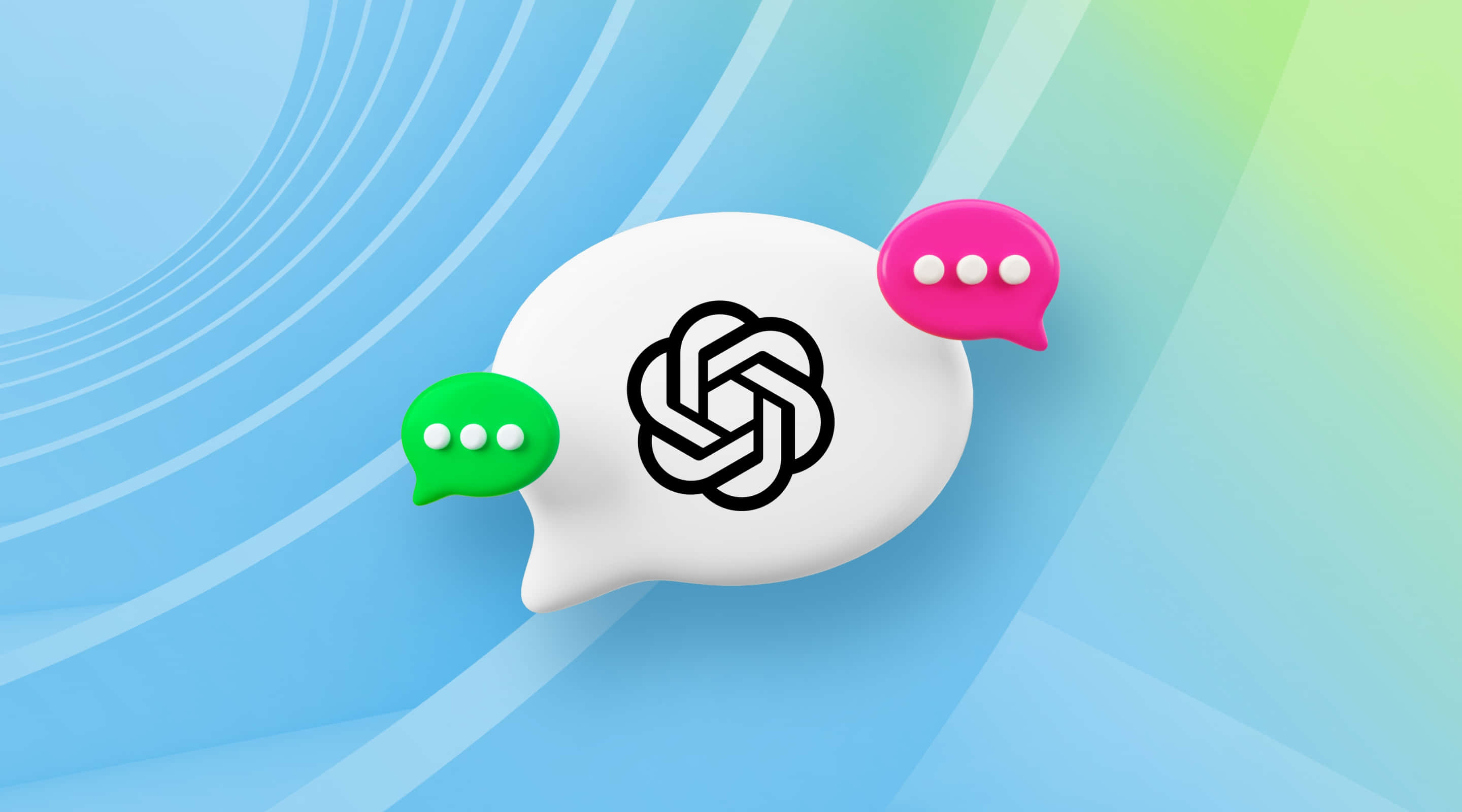 ChatGPT, white bubble, black knot logo, 2K Desktop Wallpaper