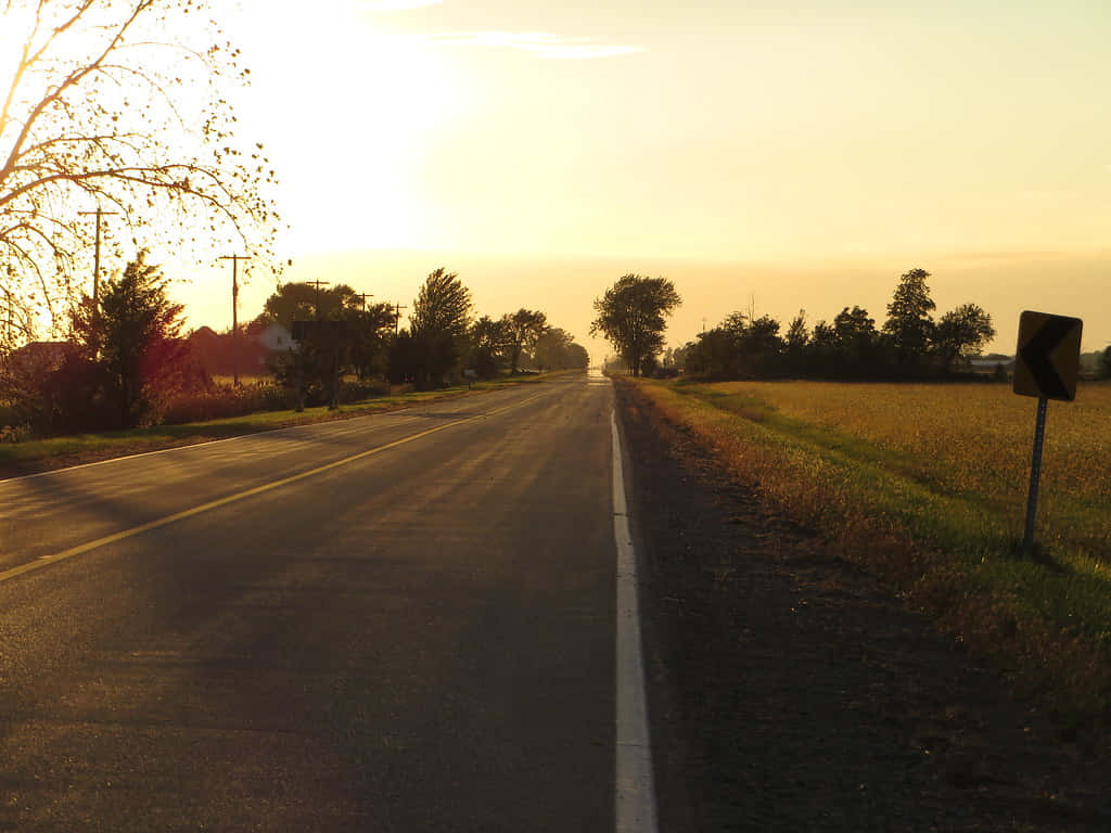 rural sunset road, Chatham Kent, golden sunset sky, SD Desktop Wallpaper